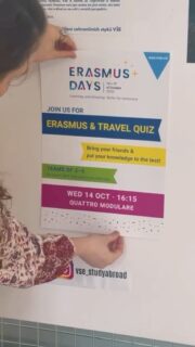 We put up the posters. Your turn to show up. 👀

Erasmus & Travel Quiz
14 Oct · 16:15 · Quattro Modulare

Test your knowledge. Win prizes. Meet people.

Register via link in bio. 

See you there! 👋

#PubQuiz #ErasmusDays #VSE