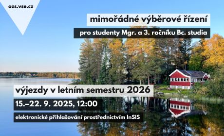Mimořádné kolo výběrového řízení na semestrální výměnné pobyty v zahraničí v LS 2026